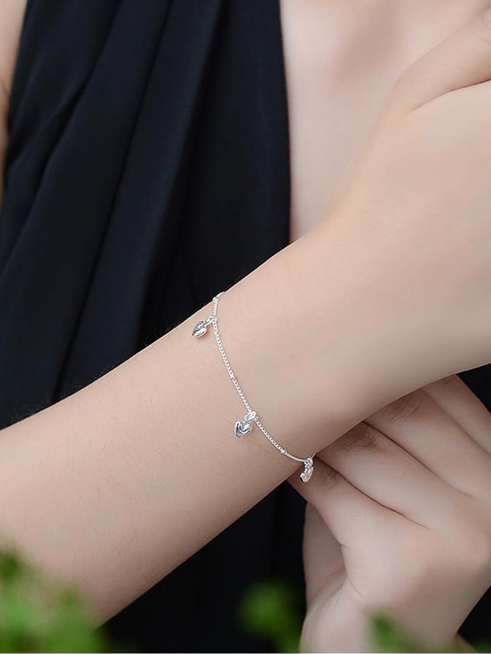 925 Sterling Silver Plated Heart Charm Bracelet. NWT.
